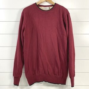 Chain Stitch Mens 100% Cotton Sherpa Lined Crewneck Sweater M Red Cozy Outdoor